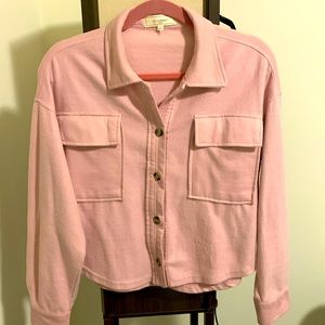 No comment NY.LA cotton blend short jacket chest pockets pink small